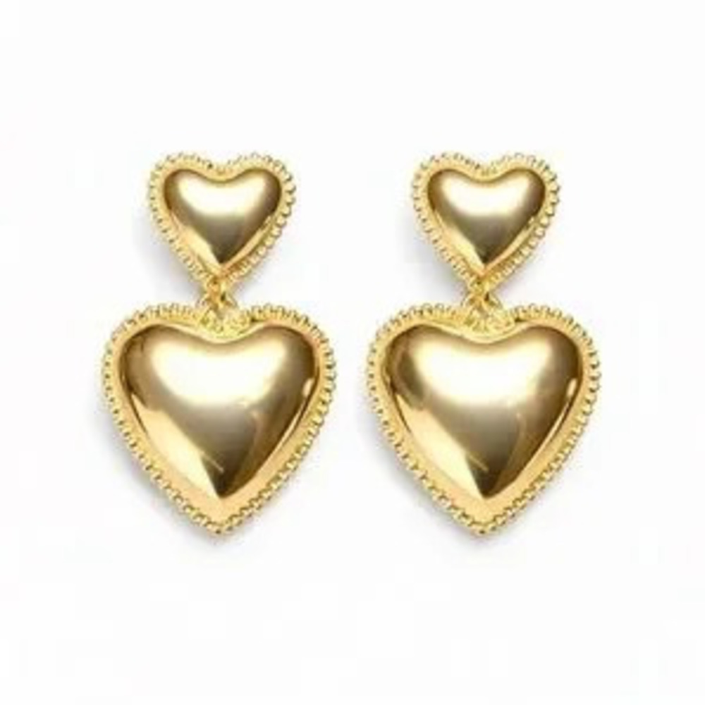 Gold Heart Drop Earrings